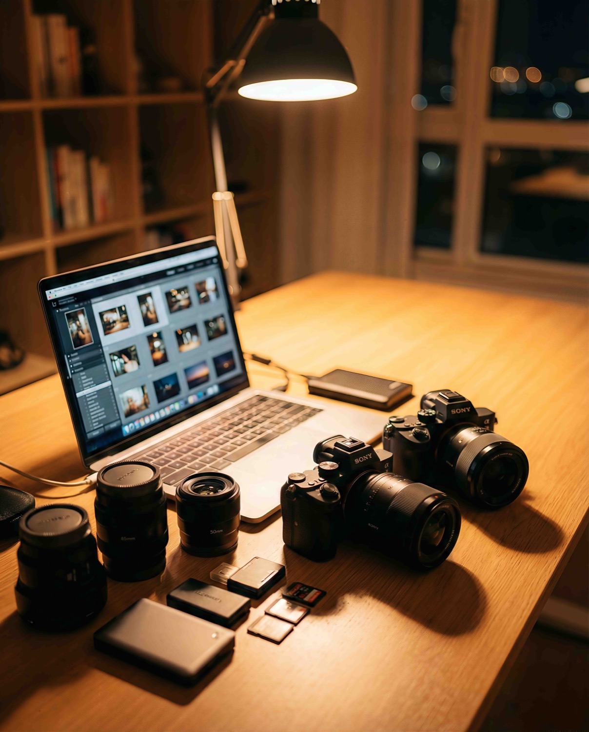 Laptop and camera on an editing desk