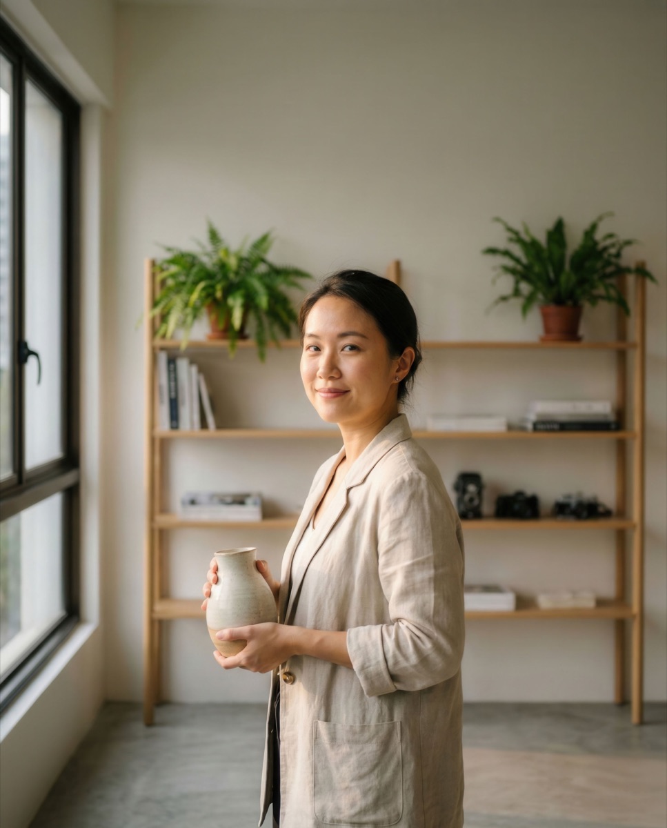 Portrait of a woman in a bright room