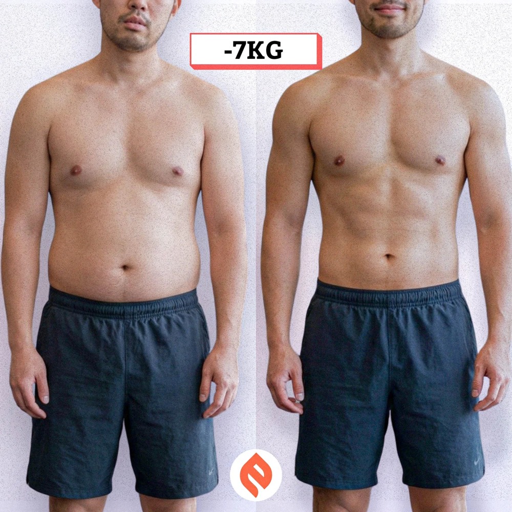 Chanta before and after, 7 kg lighter