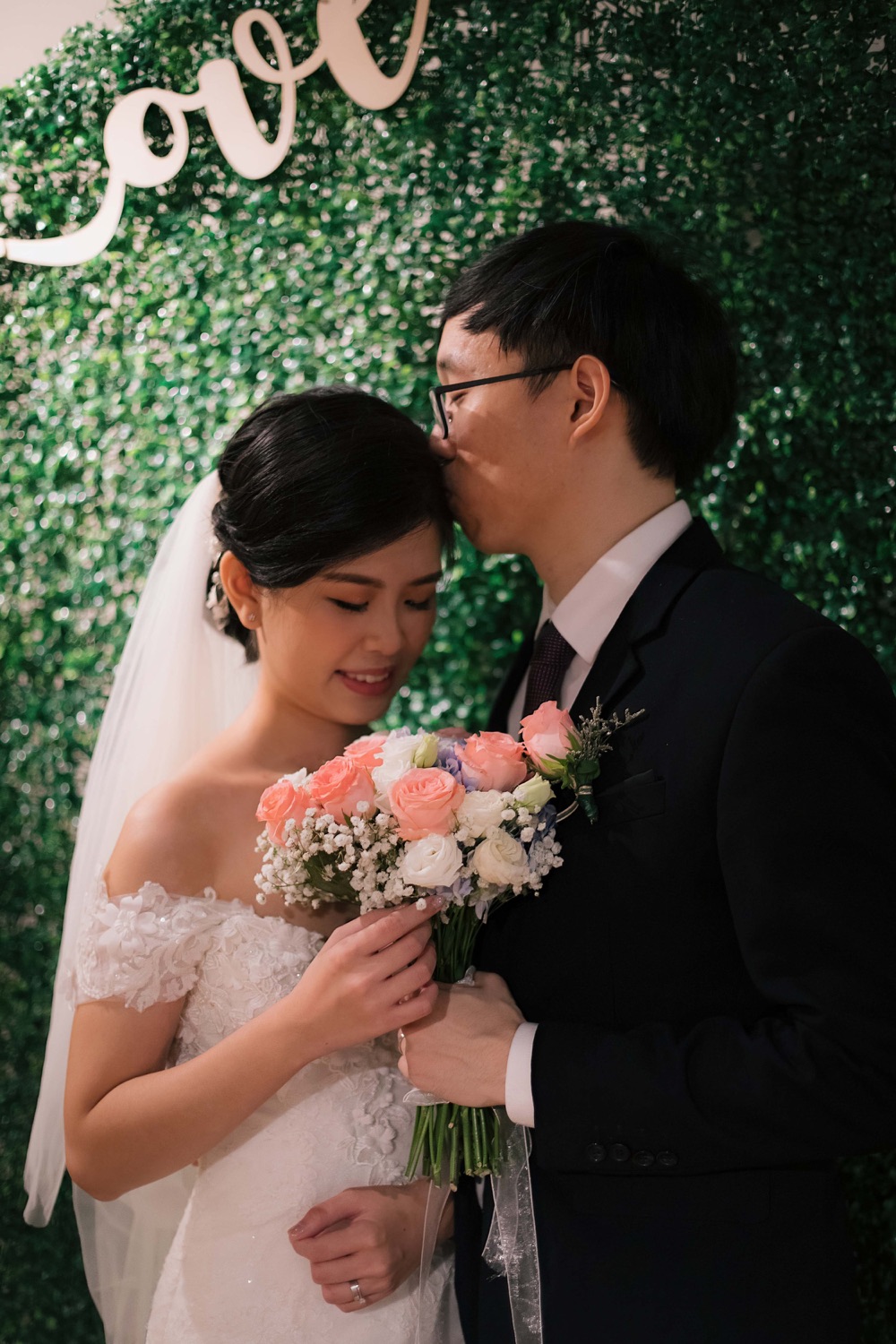 Close portrait of a bride and groom